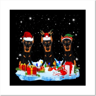 Christmas Pajama Three Doberman Cute Dog Costume Xmas Posters and Art